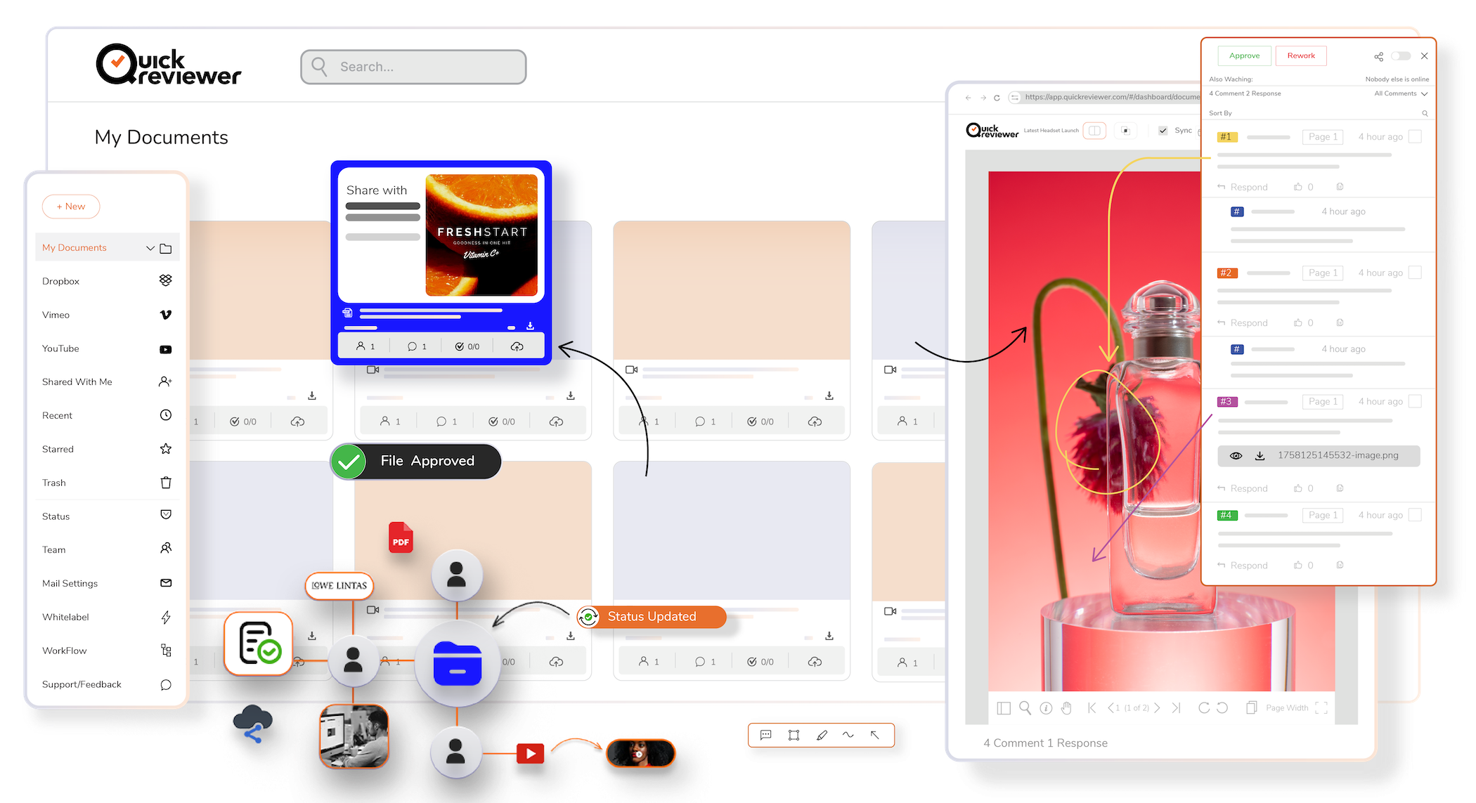 QuickReviewer - fully featured online proofing software. Review and collaborate on any design file.