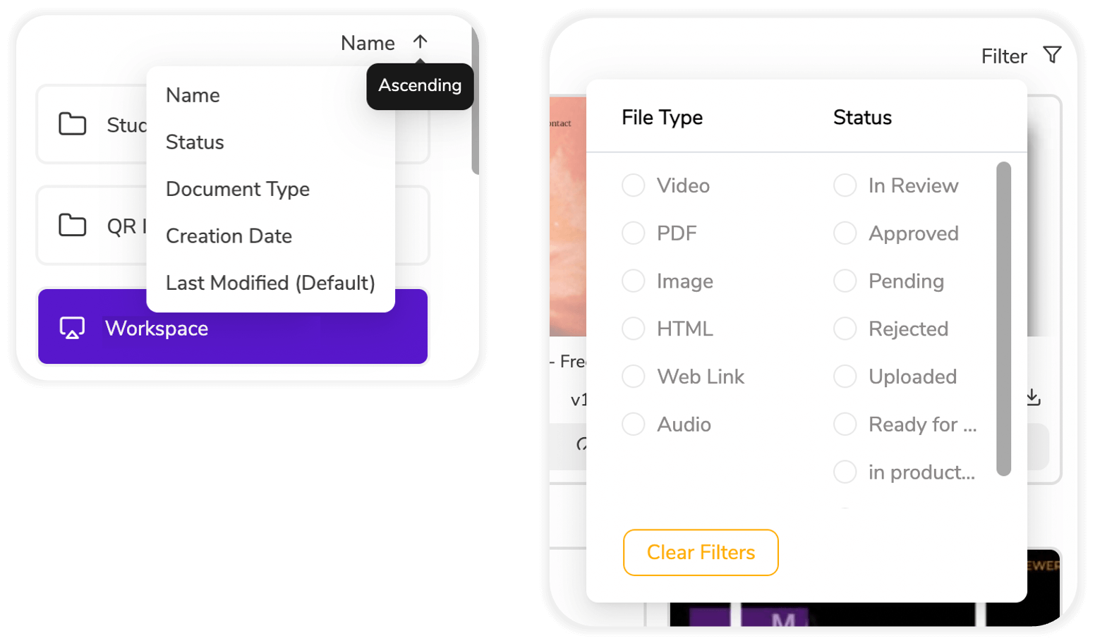 Is there any option to sort uploaded files? - QuickReviewer
